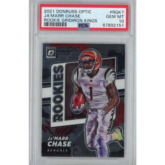 Graded PSA 10 Gem Mint 2021 Donruss Optic Ja’Marr Chase Bengals Rookie Card