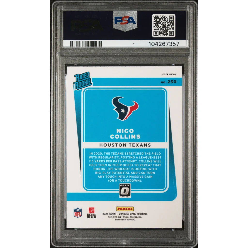 PSA 10 Graded 2021 Panini Donruss Optic Nico Collins Purple Shock Rookie Card