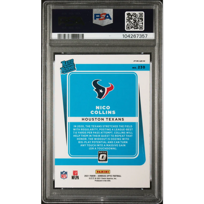 PSA 10 Graded 2021 Panini Donruss Optic Nico Collins Purple Shock Rookie Card