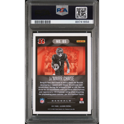 Graded 2021 Panini Illusions Ja'Marr Chase #65 Retail Rookie RC Football Card PSA 10 Gem Mint | PSA 10 Gem Mint Graded Rookie Card | vintageantiquesgifts.com