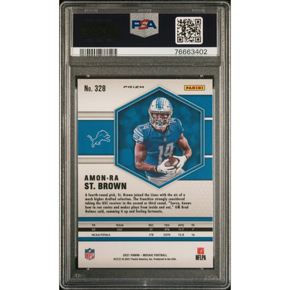 PSA graded Amon-Ra St. Brown green mosaic rookie card 2021 gem mint sports card