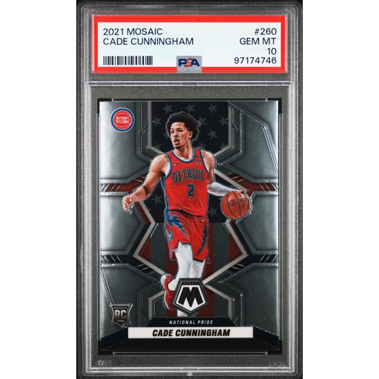 Graded PSA 10 Gem Mint 2021 Panini Mosaic Cade Cunningham #260 Rookie Card