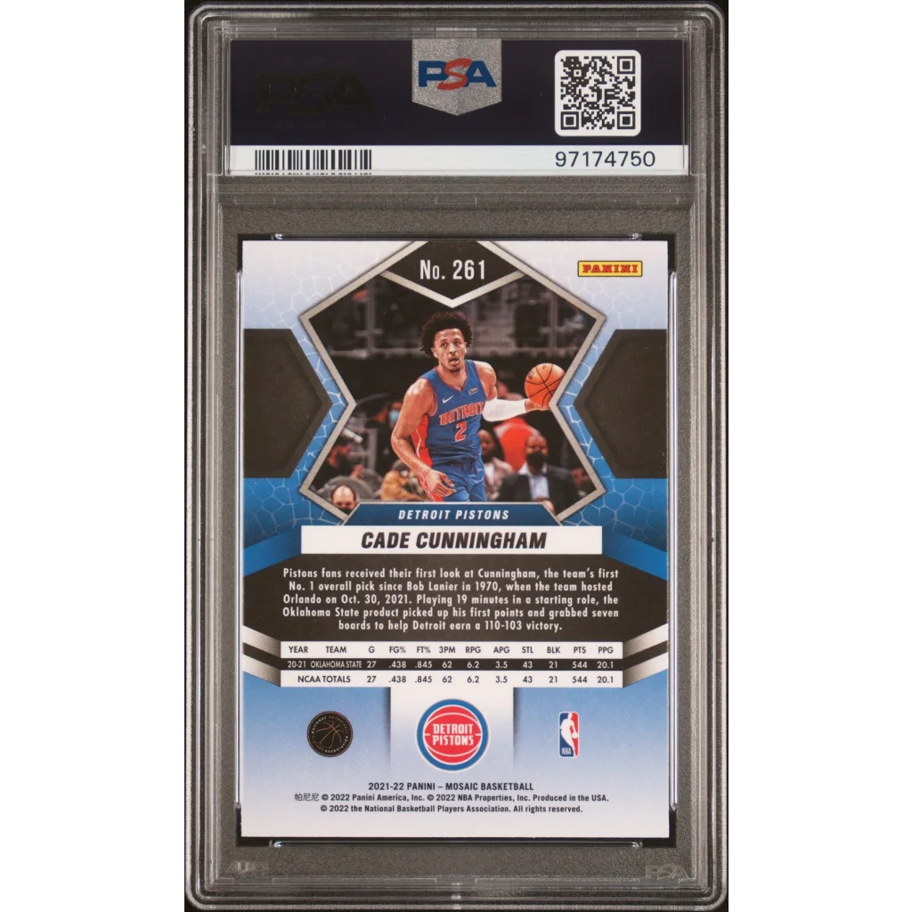 Graded 2021 Panini Mosaic Cade Cunningham #261 Rookie RC Basketball Card PSA 10 Gem Mint | PSA 10 Gem Mint Graded Rookie Card | vintageantiquesgifts.com