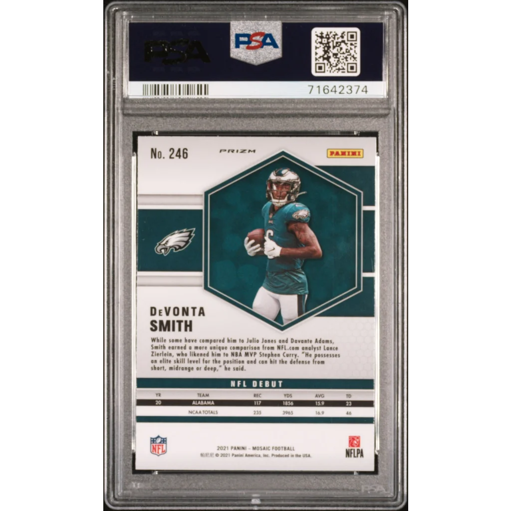 Graded 2021 Panini Mosaic DeVonta Smith #246 Green Mosaic Rookie RC Football Card PSA 10 Gem Mint | PSA 10 Gem Mint Graded Rookie Card | vintageantiquesgifts.com