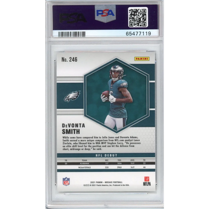 PSA graded Devonta Smith 2021 Panini Mosaic football card for collectors