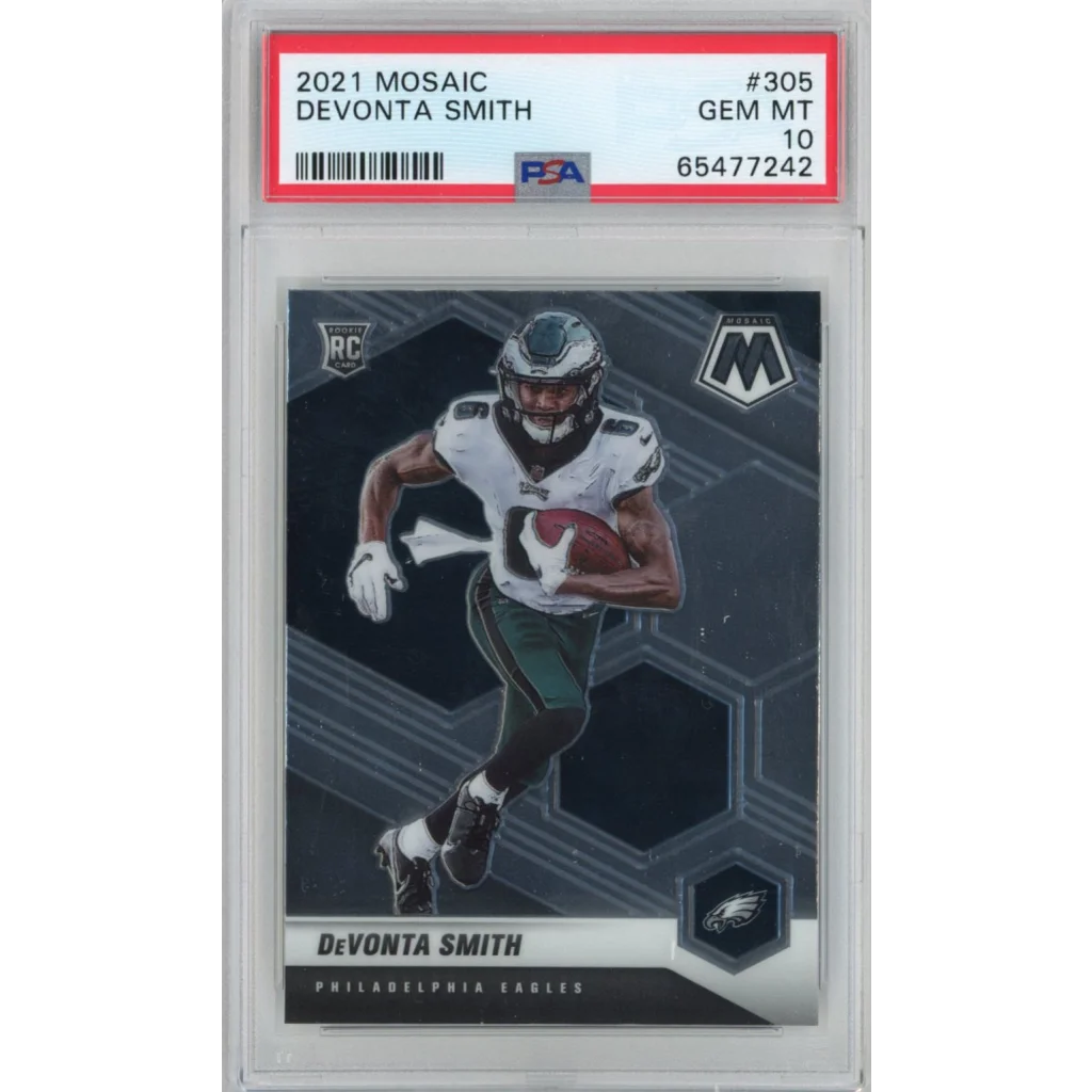 Graded 2021 Mosaic Devonta Smith rookie football card by Professional Sports Authenticator