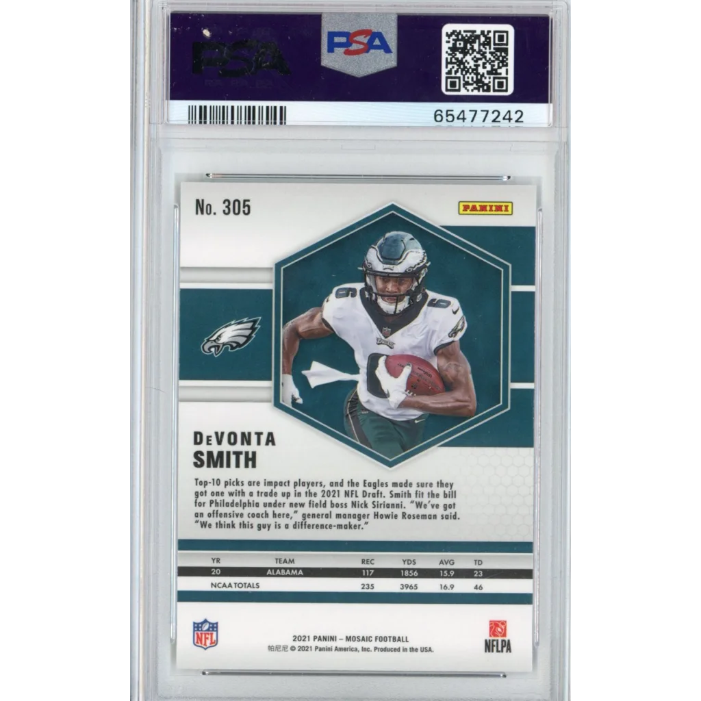 Graded DeVonta Smith 2021 Mosaic Rookie Card by Professional Sports Authenticator