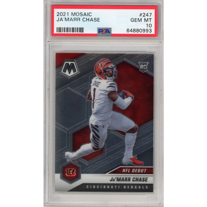 Graded 2021 Panini Mosaic Ja'Marr Chase #247 Rookie RC Football Card PSA 10 Gem Mint | Hall of Fame Sports Memorabilia | vintageantiquesgifts.com