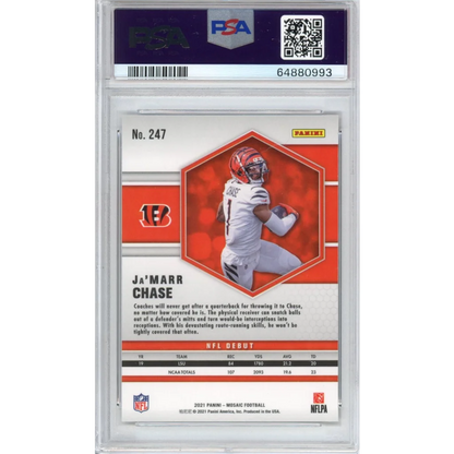 Graded 2021 Panini Mosaic Ja'Marr Chase #247 Rookie RC Football Card PSA 10 Gem Mint | PSA 10 Gem Mint Graded Rookie Card | vintageantiquesgifts.com