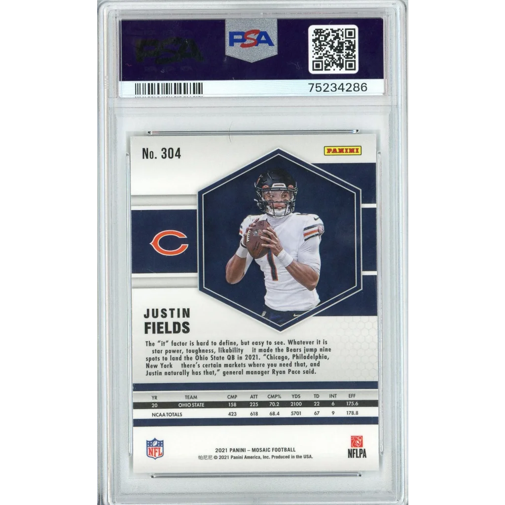 Graded 2021 Panini Mosaic Justin Fields Rookie Card PSA 10 Gem Mint