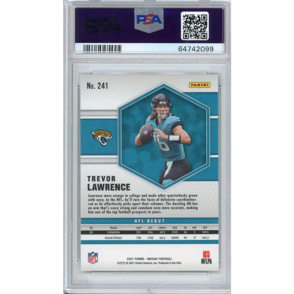 Trevor Lawrence 2021 Panini Mosaic Rookie Card in PSA 10 Gem Mint condition