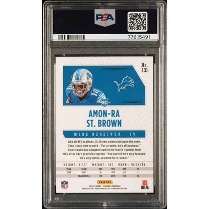 Graded 2021 Panini Phoenix Amon-Ra St. Brown #131 Fire Burst Rookie RC Football Card PSA 10 Gem Mint | PSA 10 Gem Mint Graded Rookie Card | vintageantiquesgifts.com
