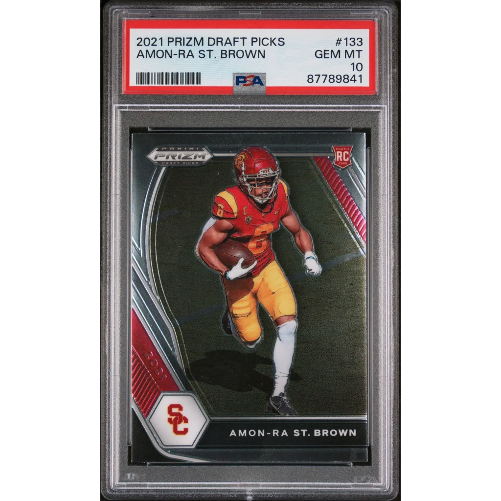 PSA 10 Gem Mint 2021 Amon-Ra St. Brown Prizm Draft Picks football card