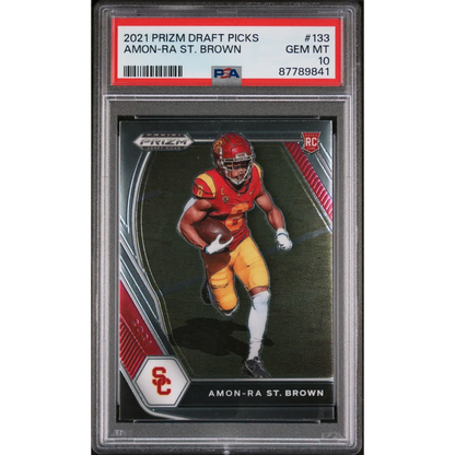 PSA 10 Gem Mint 2021 Amon-Ra St. Brown Prizm Draft Picks football card