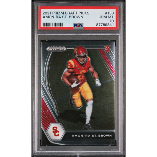 PSA 10 Gem Mint 2021 Amon-Ra St. Brown Prizm Draft Picks football card