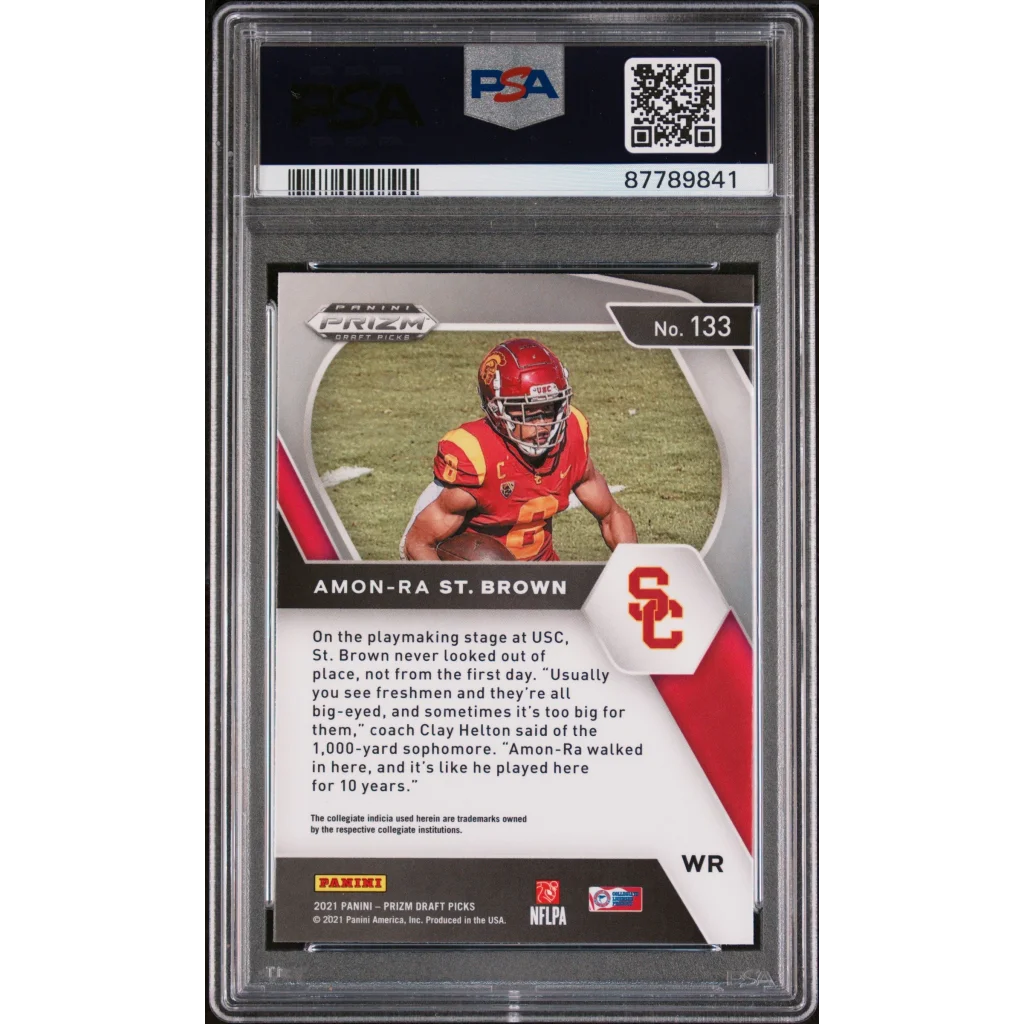 Graded PSA 10 Gem Mint Amon-Ra St. Brown 2021 Prizm Draft Picks football card