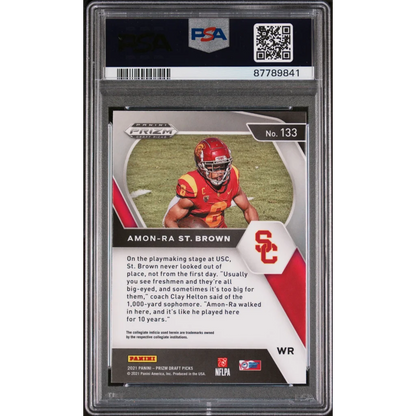 Graded PSA 10 Gem Mint Amon-Ra St. Brown 2021 Prizm Draft Picks football card