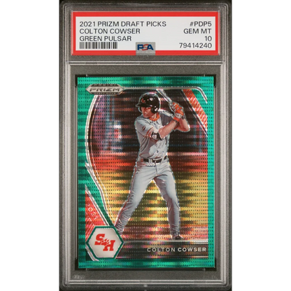 Graded 2021 Panini Prizm Draft Picks Colton Cowser Green Pulsar RC PSA 10