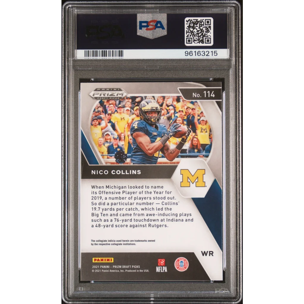 PSA graded Nico Collins 2021 Panini Prizm Draft Picks football card ready to ship