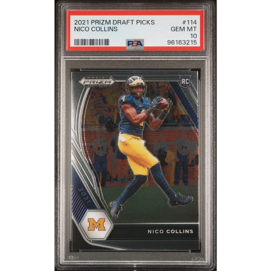 PSA graded Nico Collins 2021 Panini Prizm Draft Picks football card ready to ship