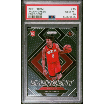 Gem mint Jalen Green Panini Prizm Rookie Card from 2021 Prizm Emergent set
