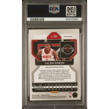 PSA graded Jalen Green Houston Rockets Prizm Ice Rookie Card basketball trading card