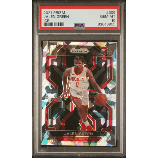 PSA Graded 2021 Jalen Green Prizm Ice Rookie Card Houston Rockets basketball card