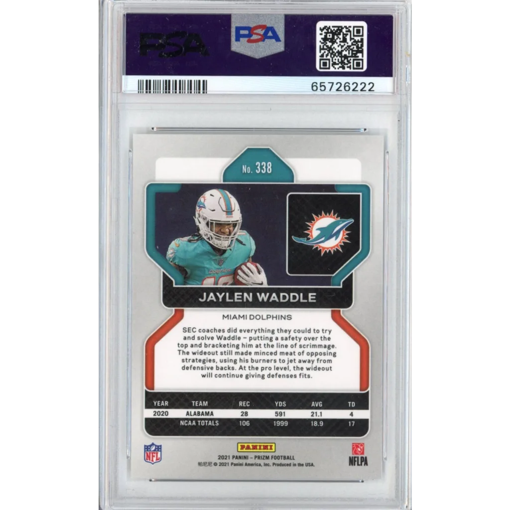 Graded 2021 Panini Prizm Jaylen Waddle Rookie RC Football Card PSA 10 Gem Mint