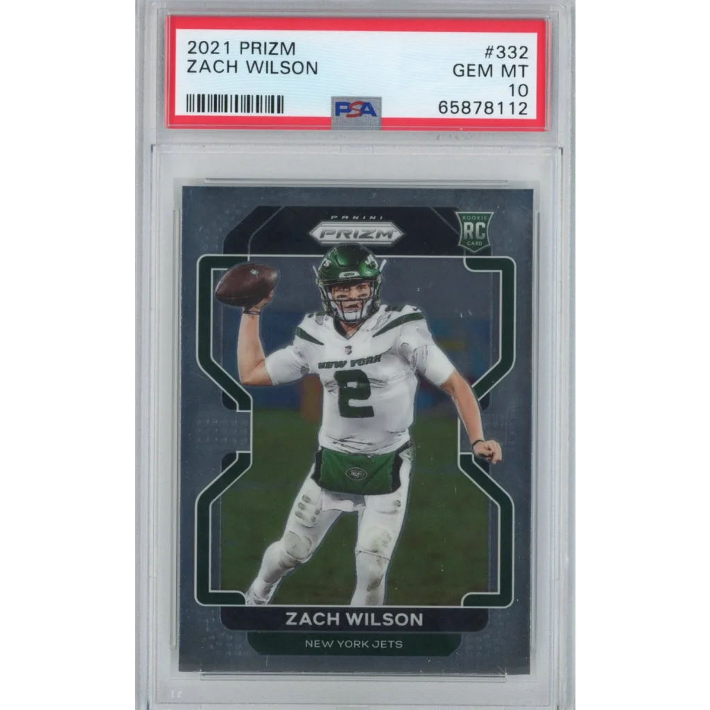 2021 Zach Wilson Prizm Rookie Football Card graded PSA GEM MT 10 for sale