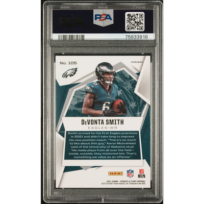 Graded Devonta Smith 2021 Panini Rookies Stars Pulsar Prizm football card