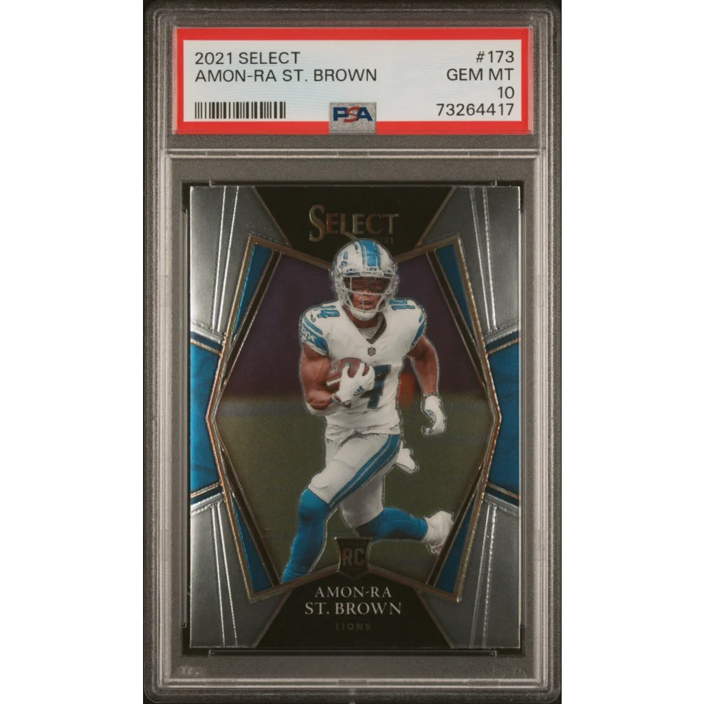 PSA graded Amon-Ra St. Brown 2023 Panini Select football card