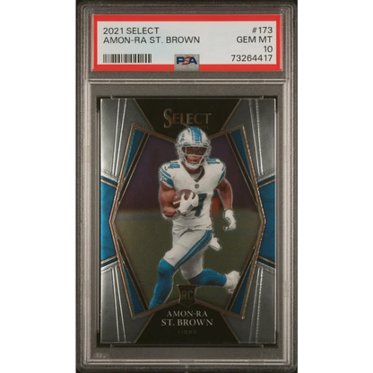 PSA graded Amon-Ra St. Brown 2023 Panini Select football card