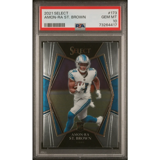 PSA graded Amon-Ra St. Brown 2023 Panini Select football card