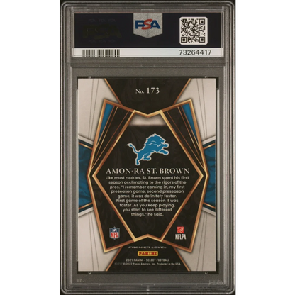 PSA graded Amon-Ra St. Brown 2023 Panini Select football card