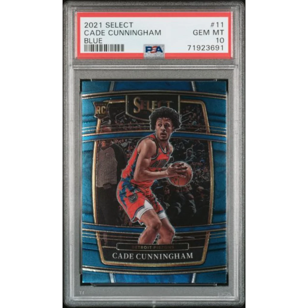 Graded 2021 Panini Select Cade Cunningham #11 Blue Rookie RC Basketball Card PSA 10 Gem Mint | Hall of Fame Sports Memorabilia | vintageantiquesgifts.com