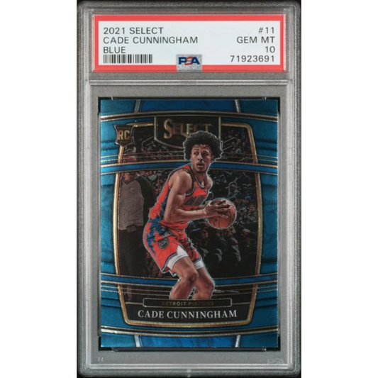 Graded 2021 Panini Select Cade Cunningham #11 Blue Rookie RC Basketball Card PSA 10 Gem Mint | Hall of Fame Sports Memorabilia | vintageantiquesgifts.com