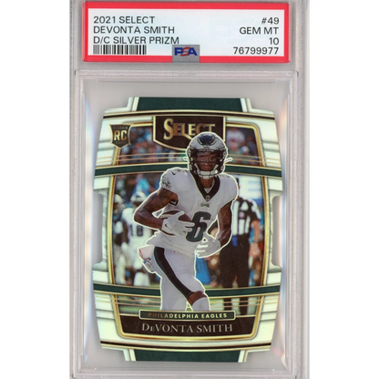 DeVonta Smith 2021 Select Silver Prizm Rookie Card PSA 10 GEM MT