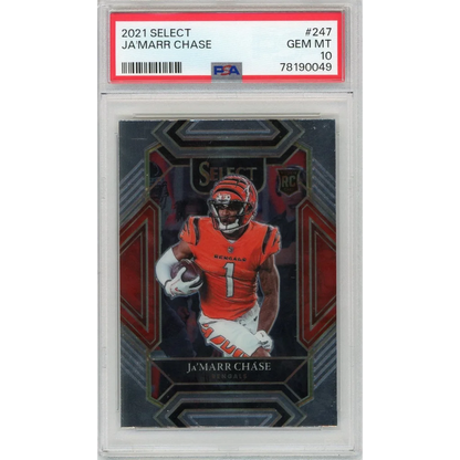 PSA 10 Gem Mint JaMarr Chase 2021 Select football card in pristine condition