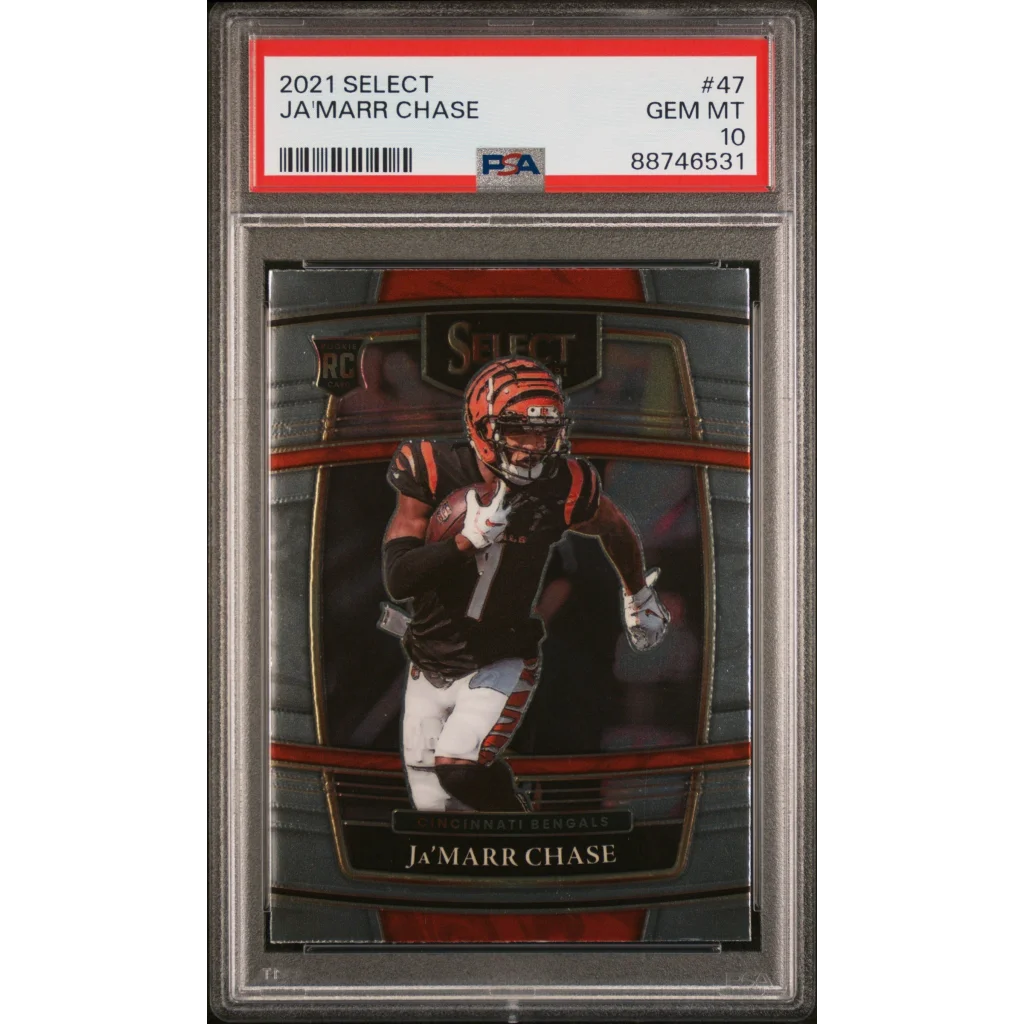 Graded 2021 Panini Select Ja'Marr Chase #47 Rookie RC Football Card PSA 10 Gem Mint | Hall of Fame Sports Memorabilia | vintageantiquesgifts.com