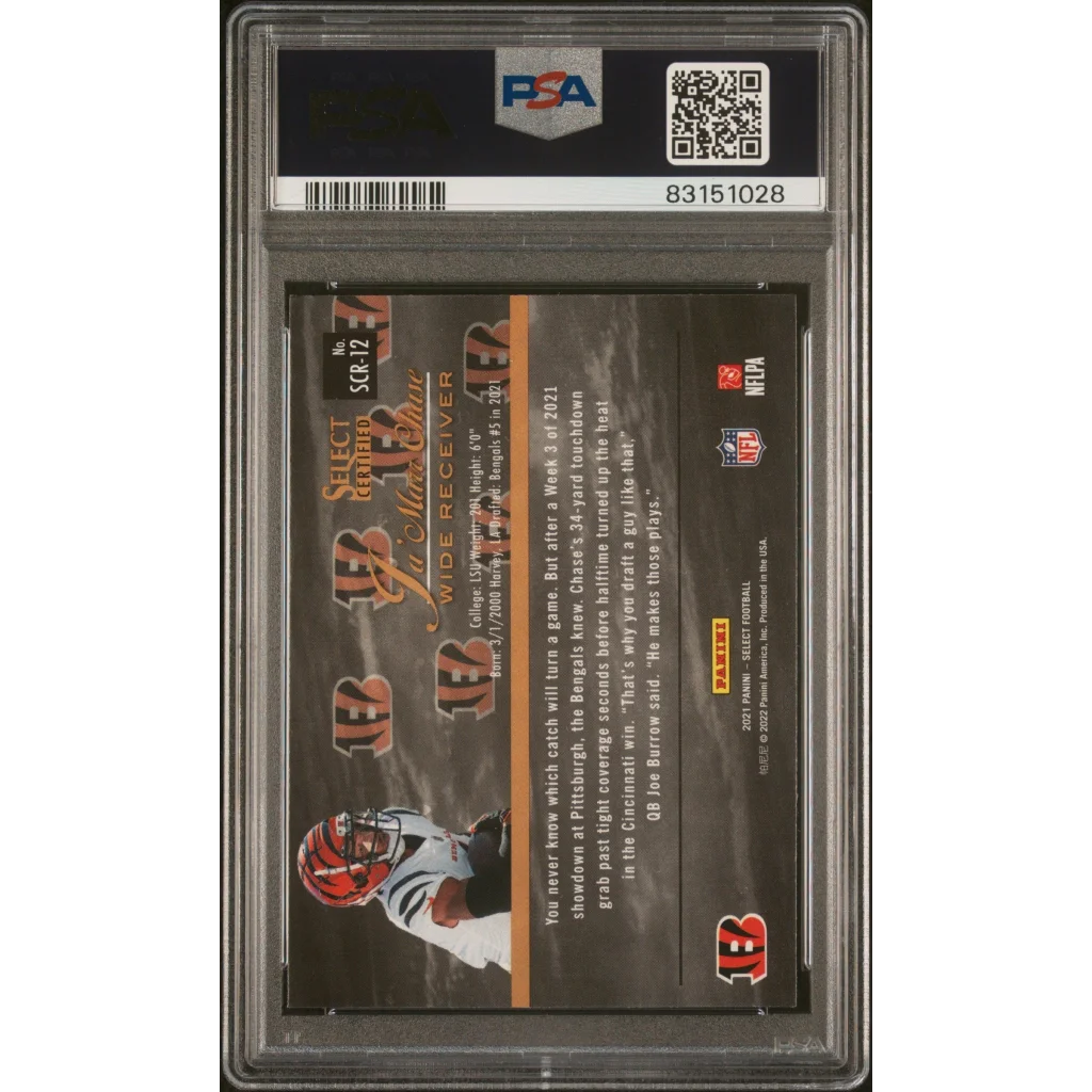 Professional graded JaMarr Chase Bengals rookie football card ready to score big