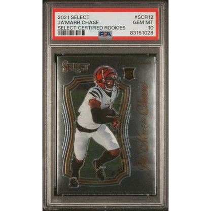 A graded JaMarr Chase Bengals rookie football card ready to score big