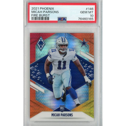 Graded 2021 Phoenix Micah Parsons #146 Fire Burst Rookie RC Football Card PSA 10 Gem Mint | Hall of Fame Sports Memorabilia | vintageantiquesgifts.com