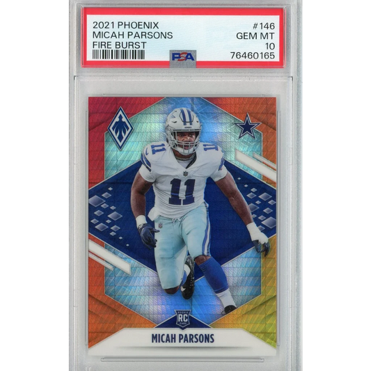 Graded 2021 Phoenix Micah Parsons #146 Fire Burst Rookie RC Football Card PSA 10 Gem Mint | Hall of Fame Sports Memorabilia | vintageantiquesgifts.com