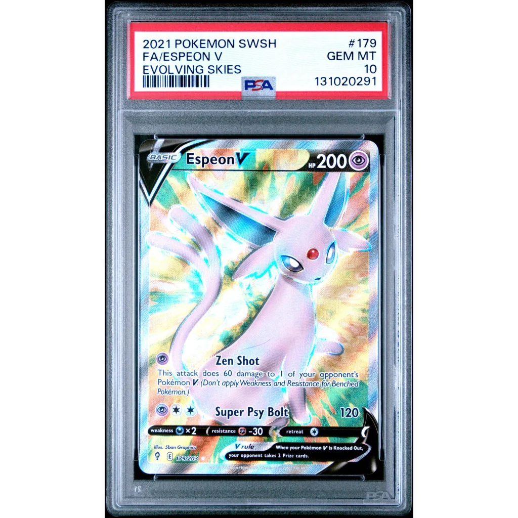 Graded PSA 10 Gem Mint 2021 Pokémon TCG Espeon V #179 FA Japanese SWSH card in slab