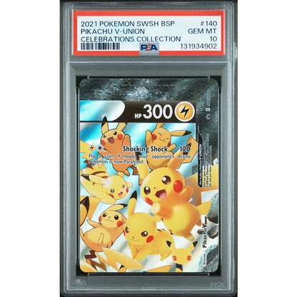 Graded PSA 10 Pikachu V-Union #140 Celebrations promo card in slab