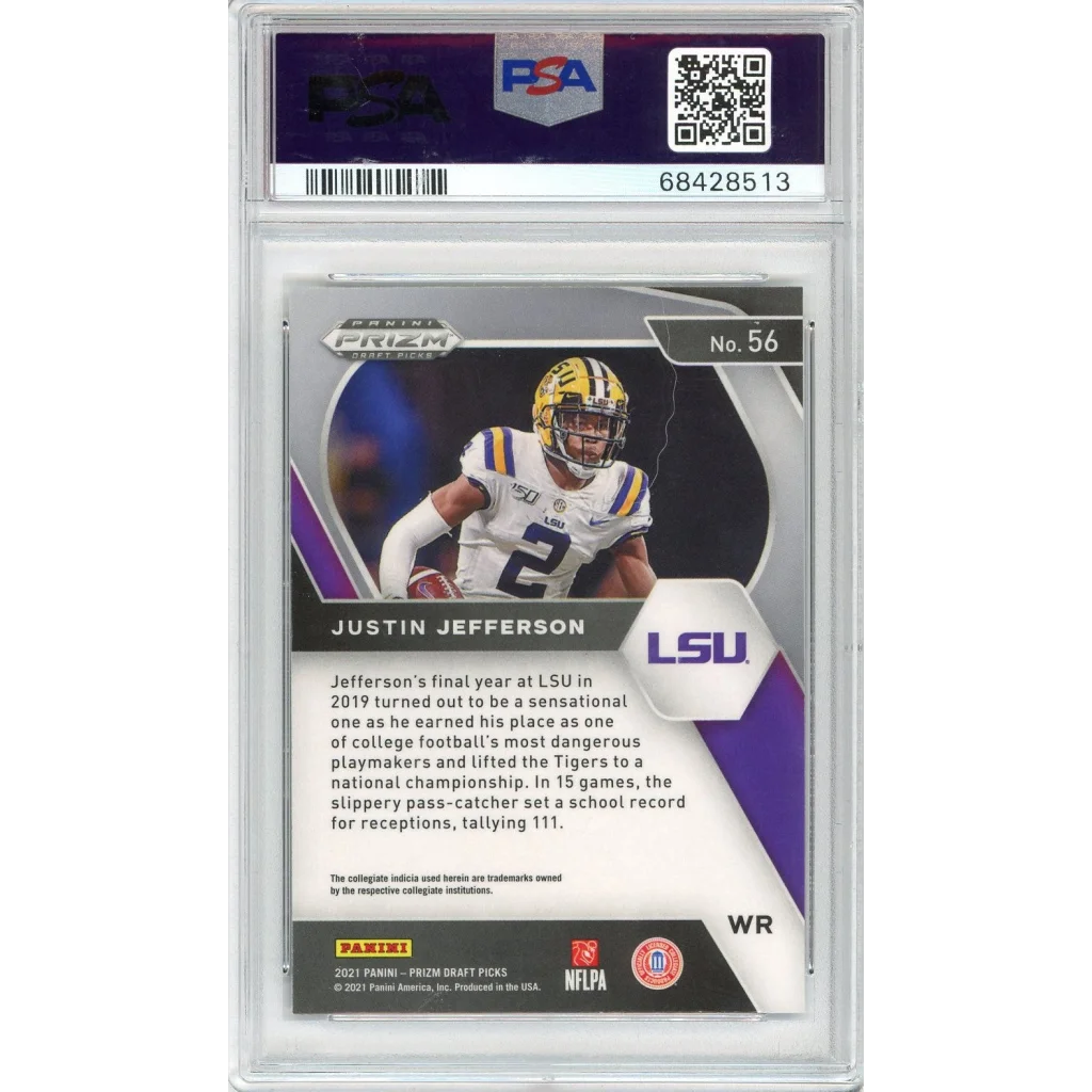 PSA 10 GEM MT Justin Jefferson 2021 Panini Prizm Draft Picks football card