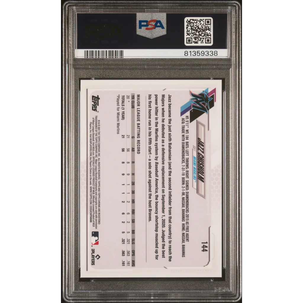 PSA graded Ben Baller Jazz Chisholm Chrome card in protective slab for collectors