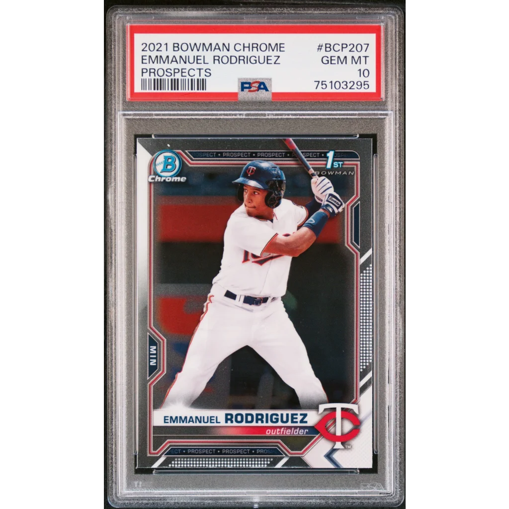 Graded PSA 10 Gem Mint 2021 Bowman Chrome Emmanuel Rodriguez Rookie Card