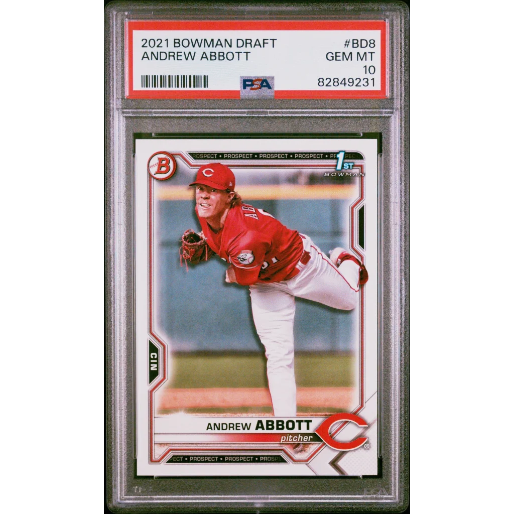 Graded 2021 Topps Bowman Draft Andrew Abbott #BD8 Rookie RC Baseball Card PSA 10 Gem Mint | Hall of Fame Sports Memorabilia | vintageantiquesgifts.com