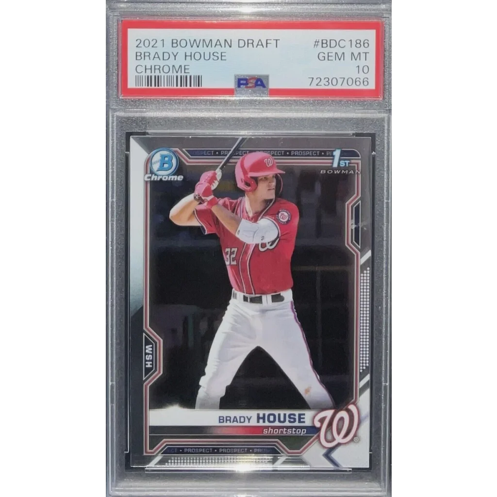 Graded 2021 Topps Bowman Draft Brady House #BDC186 Chrome Rookie RC Baseball Card PSA 10 Gem Mint | Hall of Fame Sports Memorabilia | vintageantiquesgifts.com